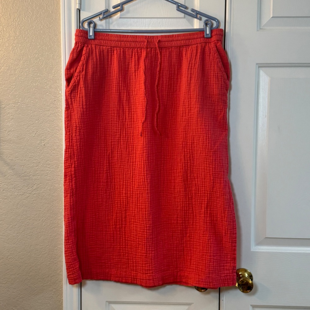 Universal Threads Women's Gauze Midi Skirt Coral Size XL Elastic Tie Waist